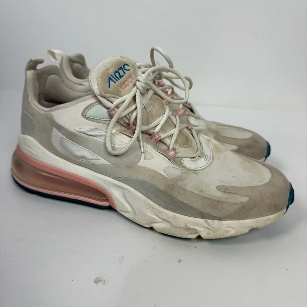 Nike Air Max 270 Epic React White & Pink Athletic Shoes Running Workout